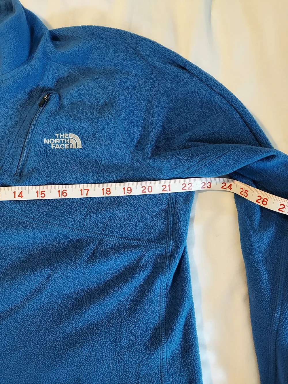 The North Face Blue 1/4 Zip Fleece Pullover Jacket with Chest Pocket - Men's L